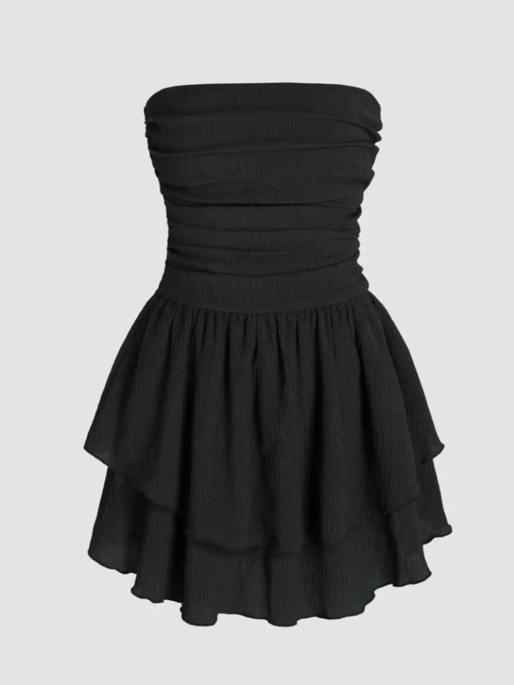 Cider Black Strapless Ruched Tiered Mini Dress XL
